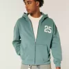 Felpa con cappuccio e zip con grafica a numeri squadrati