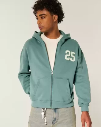 Felpa con cappuccio e zip con grafica a numeri squadrati