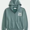 Felpa con cappuccio e zip con grafica a numeri squadrati