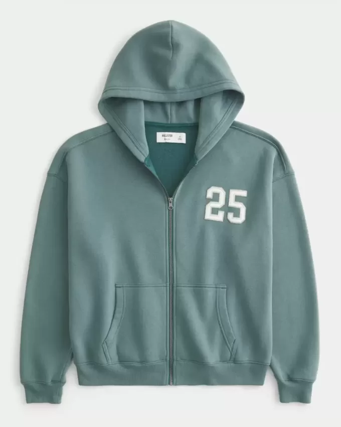 Felpa con cappuccio e zip con grafica a numeri squadrati