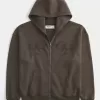 Felpa con cappuccio e zip con grafica Boxy Flame