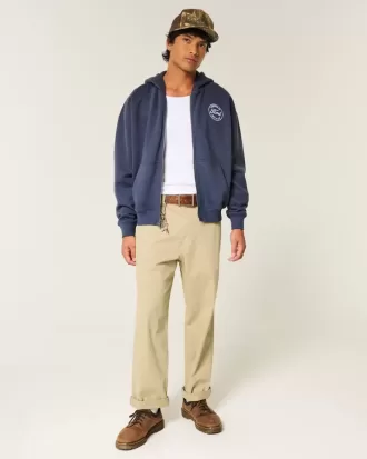 Felpa con cappuccio e zip con grafica Ford squadrata