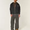 Felpa con cappuccio e zip con grafica Hollywood Boxy