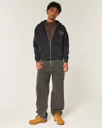 Felpa con cappuccio e zip con grafica Hollywood Boxy