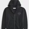 Felpa con cappuccio e zip con grafica Hollywood Boxy