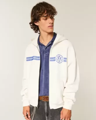 Felpa con cappuccio e zip con grafica Volkswagen Racing squadrata