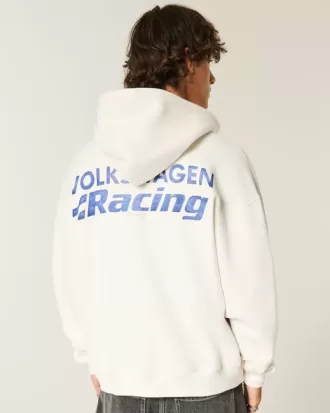 Felpa con cappuccio e zip con grafica Volkswagen Racing squadrata