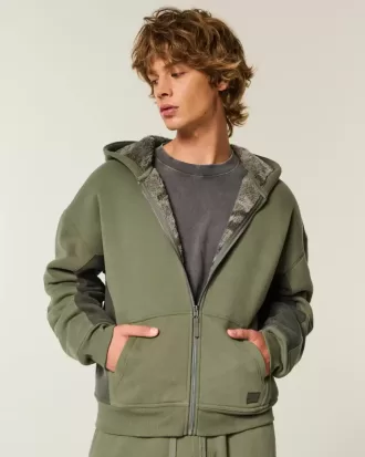 Felpa con cappuccio e zip foderata in sherpa Hollister x Crocs