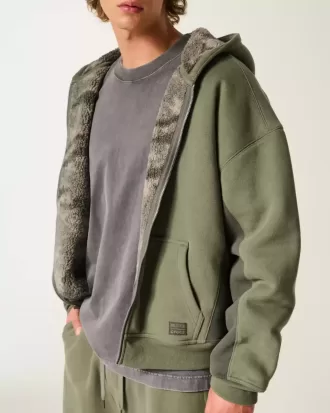 Felpa con cappuccio e zip foderata in sherpa Hollister x Crocs