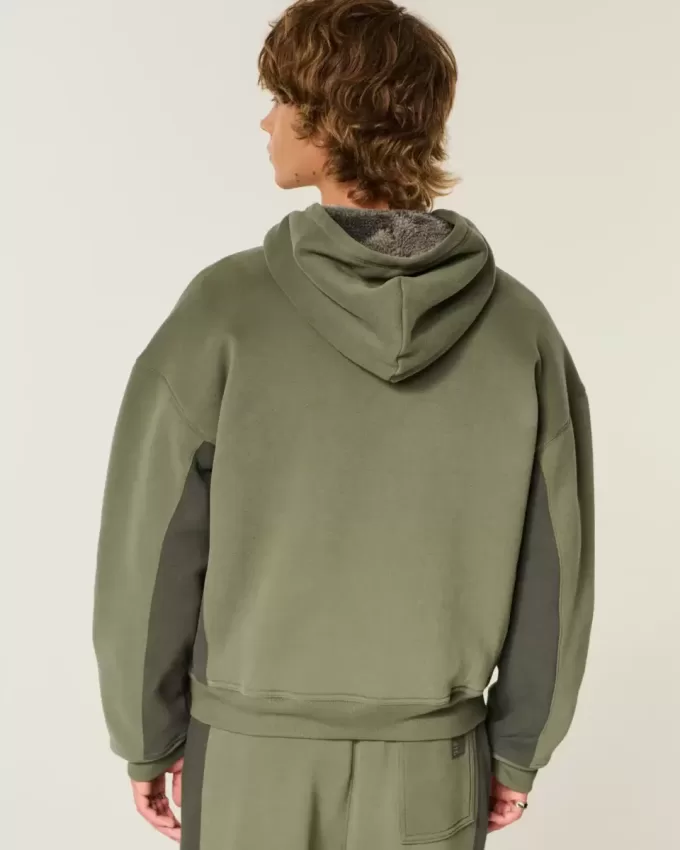 Felpa con cappuccio e zip foderata in sherpa Hollister x Crocs