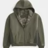 Felpa con cappuccio e zip foderata in sherpa Hollister x Crocs