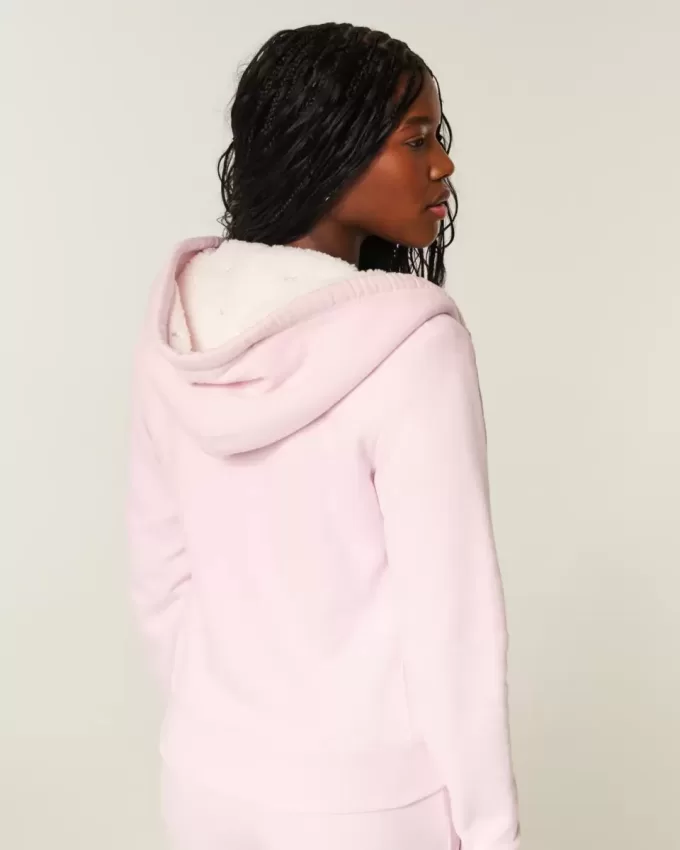 Felpa con cappuccio e zip foderata in sherpa Hollister x Crocs