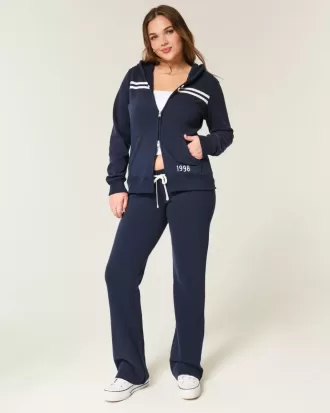 Felpa con cappuccio e zip grafica a righe sottili del 1998