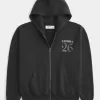 Felpa con cappuccio e zip grafica Boxy Class of 26