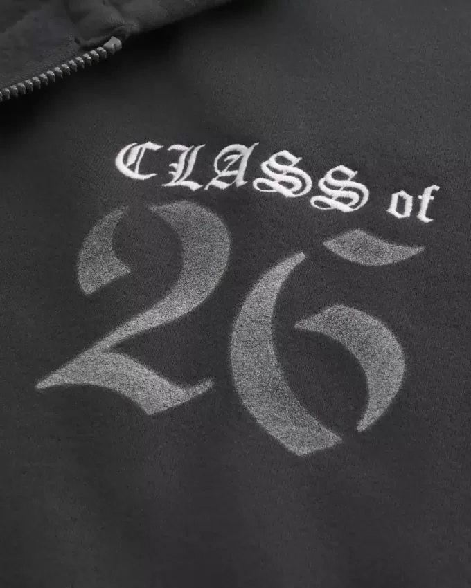 Felpa con cappuccio e zip grafica Boxy Class of 26