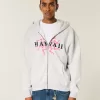Felpa con cappuccio e zip grafica Boxy Hawaii