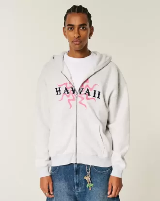 Felpa con cappuccio e zip grafica Boxy Hawaii