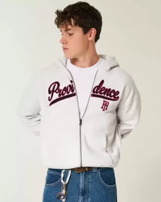 Felpa con cappuccio e zip grafica Boxy Providence Rhode Island