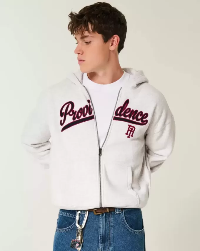 Felpa con cappuccio e zip grafica Boxy Providence Rhode Island