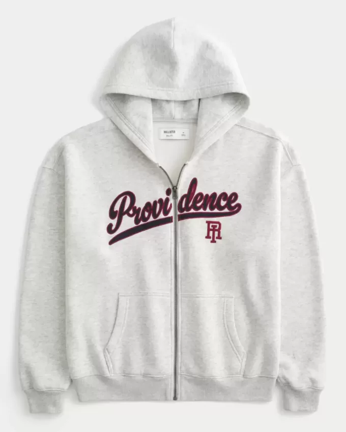 Felpa con cappuccio e zip grafica Boxy Providence Rhode Island