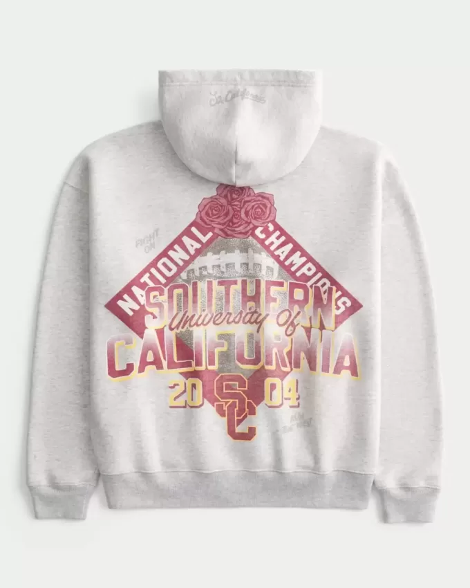 Felpa con cappuccio e zip grafica Boxy University of Southern California Trojans