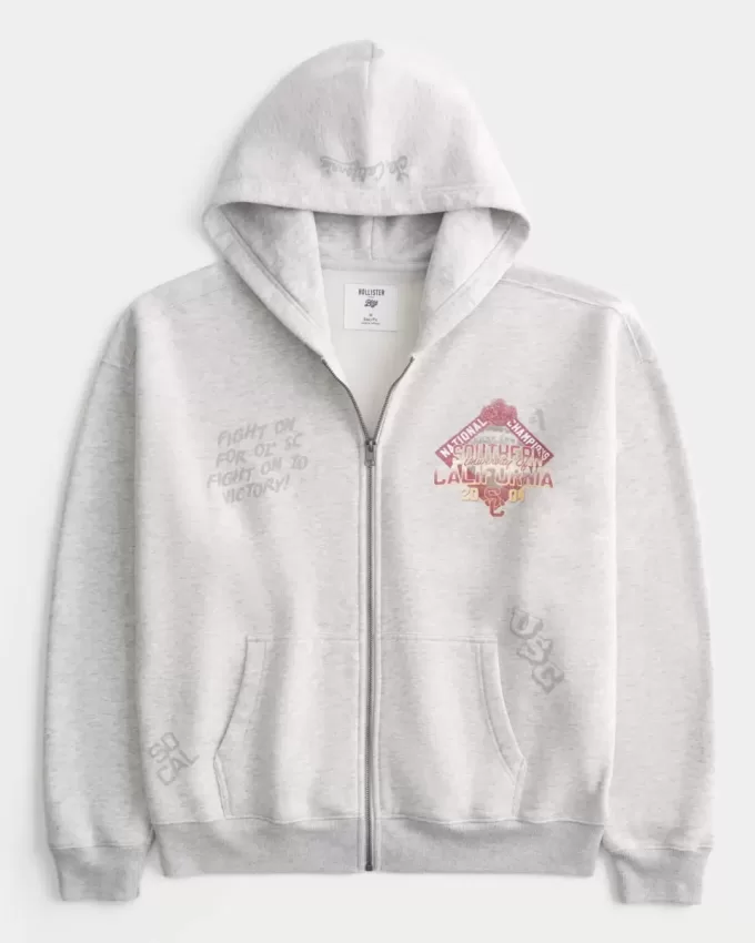 Felpa con cappuccio e zip grafica Boxy University of Southern California Trojans