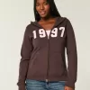 Felpa con cappuccio e zip grafica Slim 1997