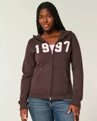 Felpa con cappuccio e zip grafica Slim 1997