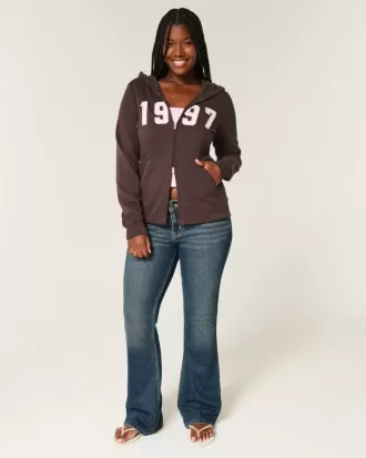 Felpa con cappuccio e zip grafica Slim 1997