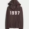 Felpa con cappuccio e zip grafica Slim 1997