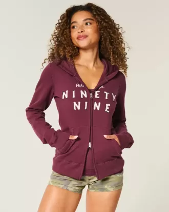 Felpa con cappuccio e zip grafica Slim 99