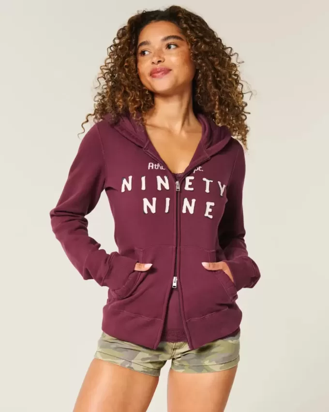 Felpa con cappuccio e zip grafica Slim 99