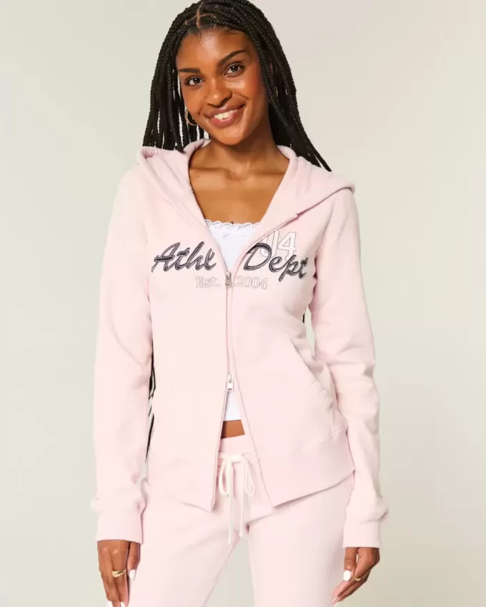 Felpa con cappuccio e zip grafica Slim Athletic Dept