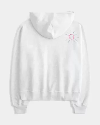 Felpa con cappuccio e zip oversize con grafica Palm