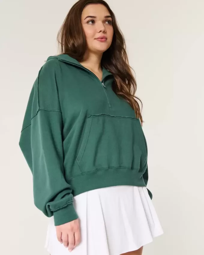 Felpa con cappuccio Easy Half-Zip