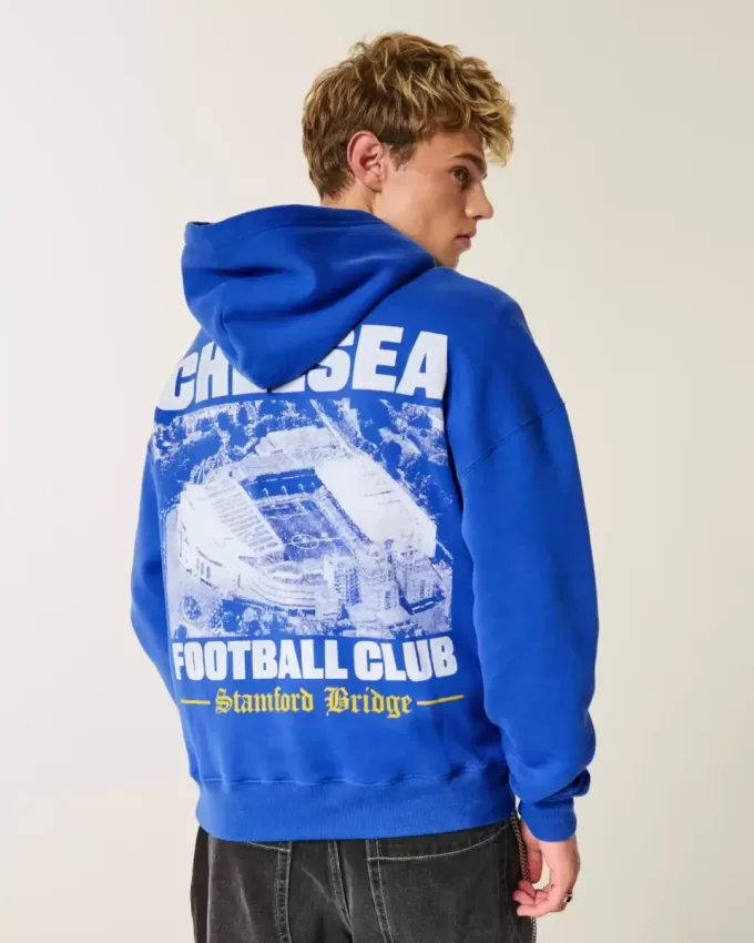 Felpa con cappuccio grafica Boxy Chelsea FC