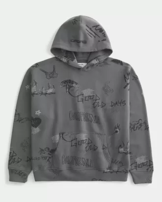 Felpa con cappuccio grafica Boxy Graffiti