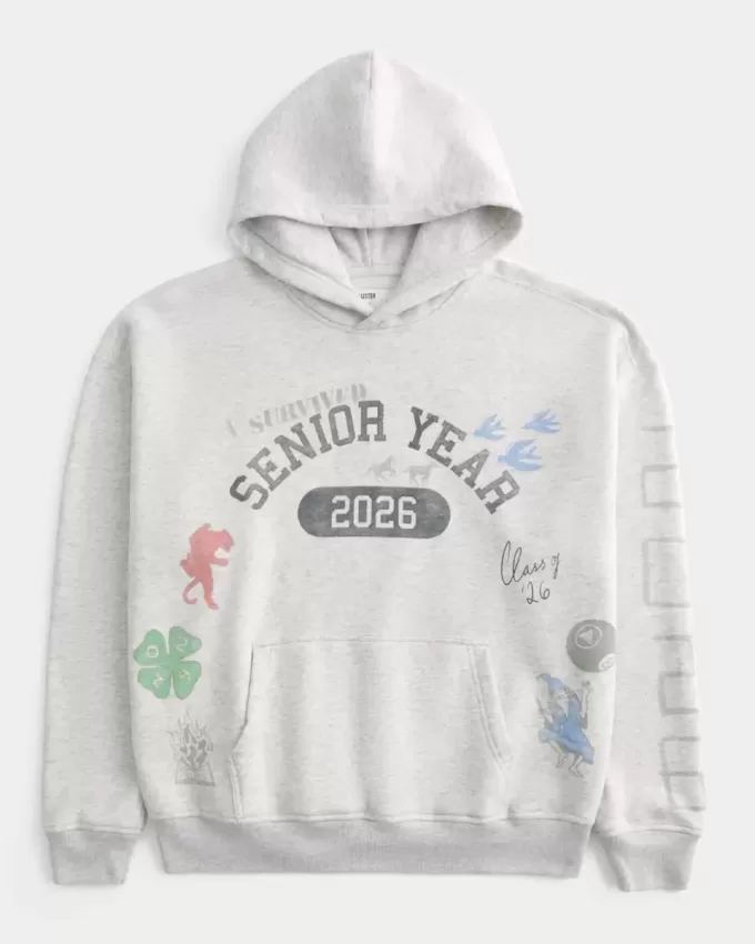 Felpa con cappuccio grafica Boxy Senior Year 2026