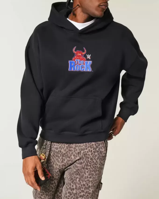 Felpa con cappuccio grafica Boxy The Rock