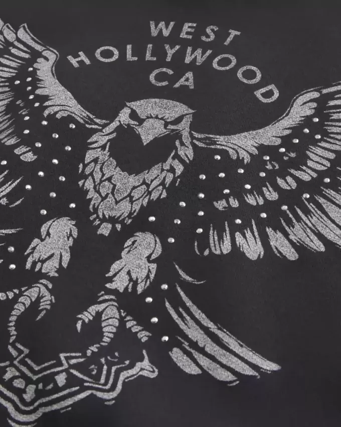 Felpa con cappuccio grafica Boxy West Hollywood