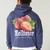 Felpa con cappuccio grafica con logo fragola