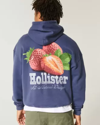 Felpa con cappuccio grafica con logo fragola