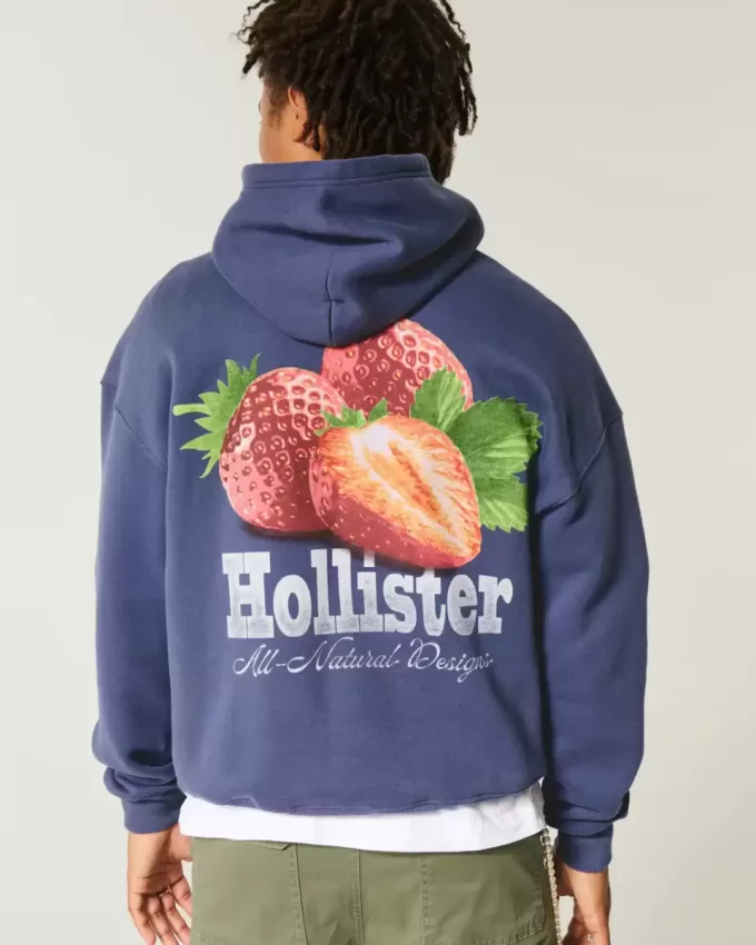 Felpa con cappuccio grafica con logo fragola