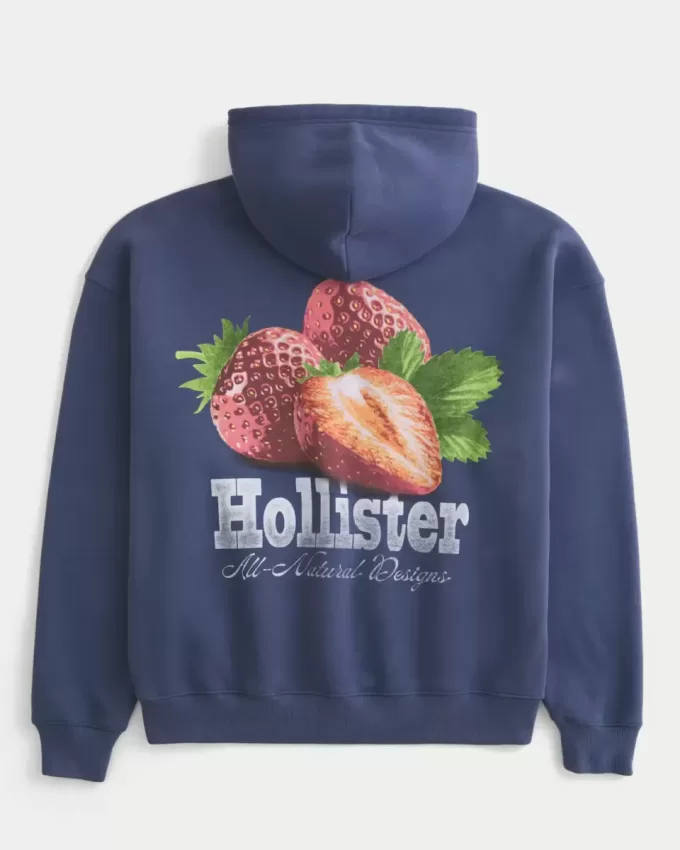 Felpa con cappuccio grafica con logo fragola