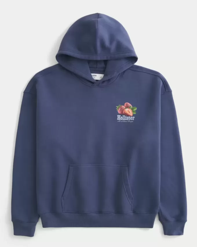 Felpa con cappuccio grafica con logo fragola