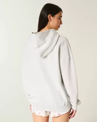 Felpa con cappuccio grafica oversize per anziani