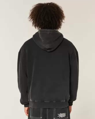 Felpa con cappuccio grafica ricamata squadrata