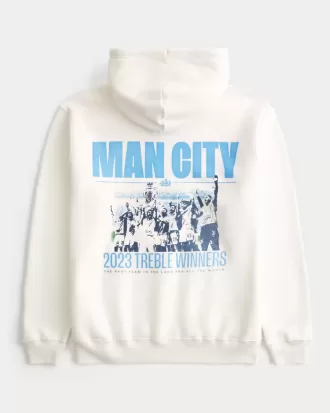 Felpa con cappuccio grafica rilassata del Manchester City