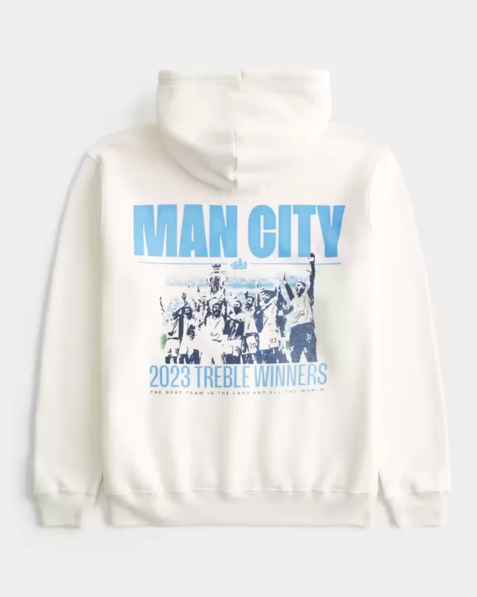 Felpa con cappuccio grafica rilassata del Manchester City