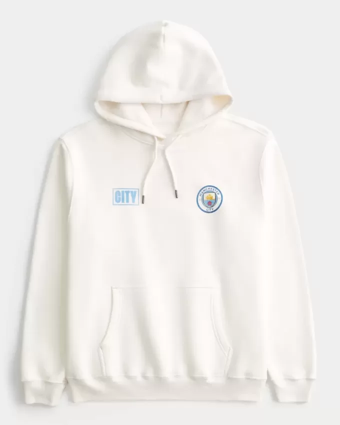 Felpa con cappuccio grafica rilassata del Manchester City